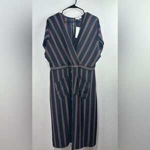 Spirit of Grace Navy/White/Orange Stripe Dress Size XL NWT